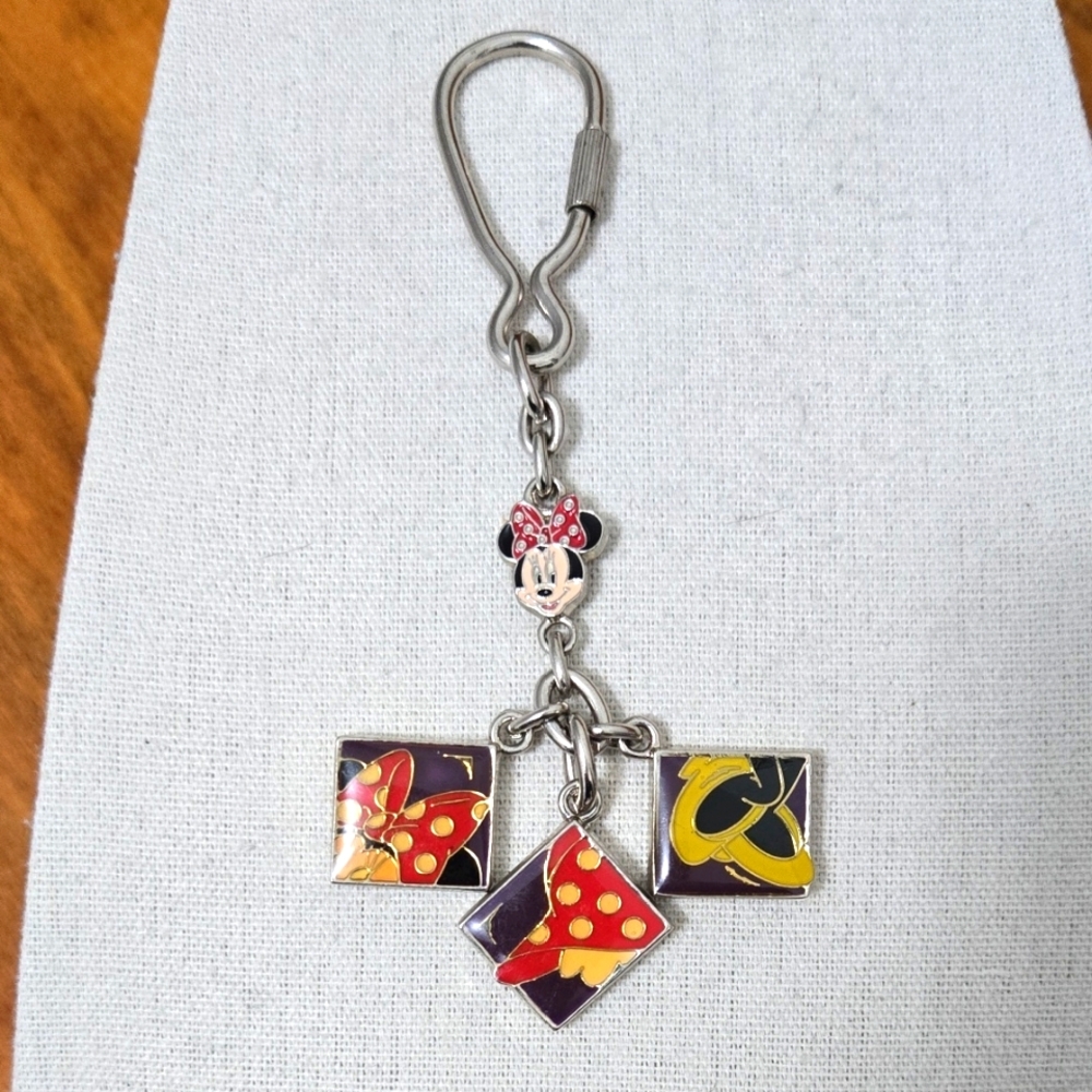 Disney Minnie Mouse Key Chain With Tile Charms